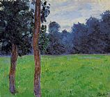 Meadow Canvas Paintings - Two Trees in a Meadow